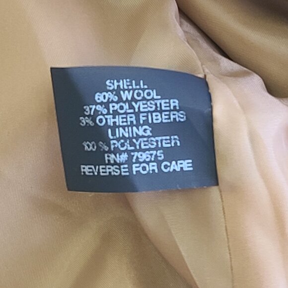 ANNE KLEIN Tan/Camel Color Wool Blend Peacoat Double Breasted Winter Coat XL - Picture 11 of 14